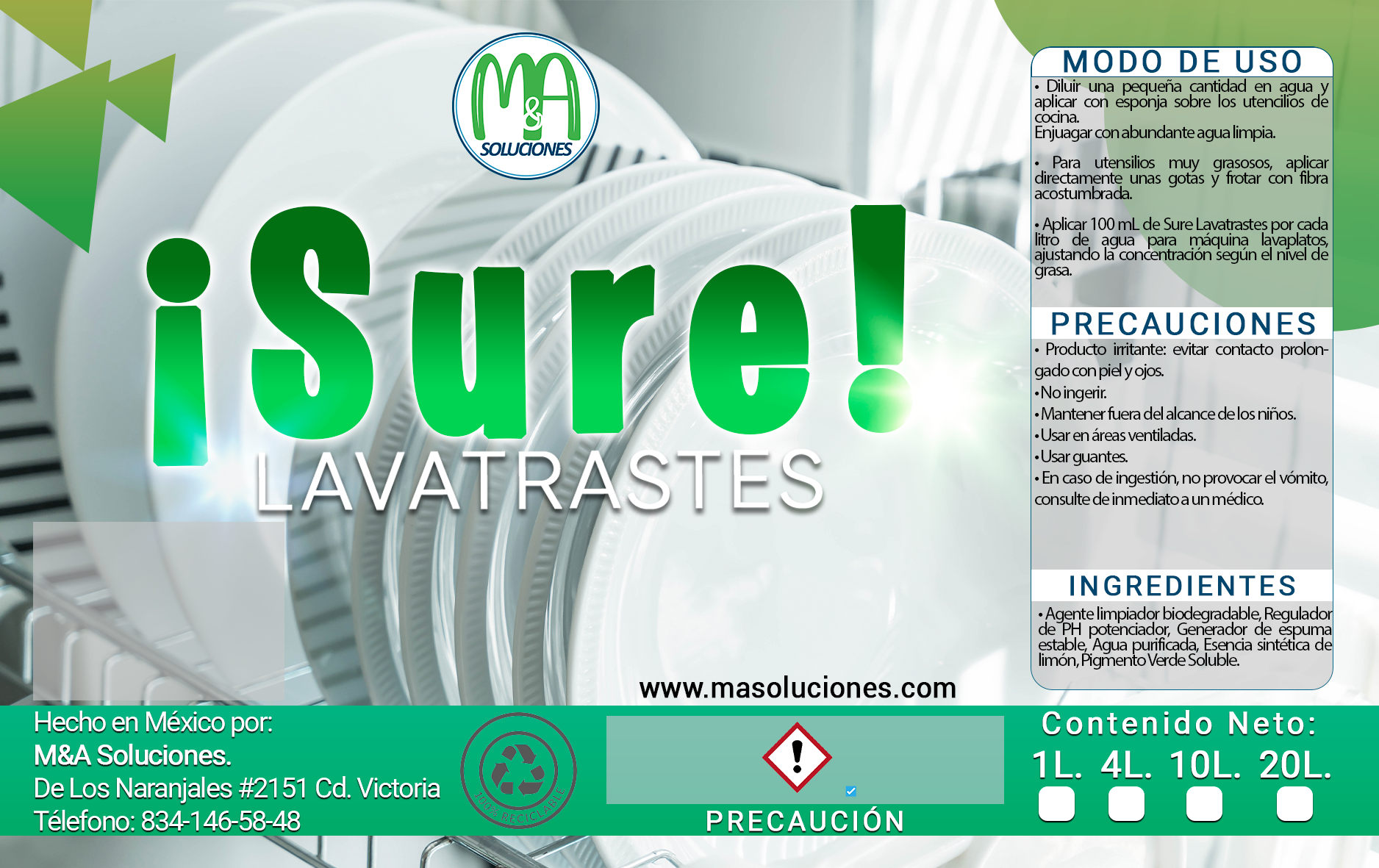 Sure Lavatrastes 1L
